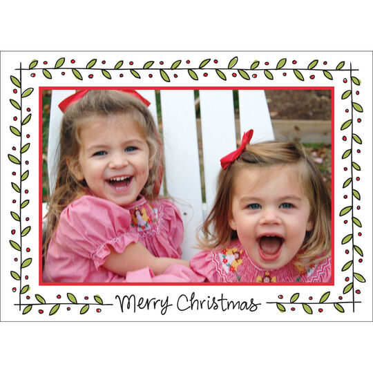 Holly & Berries Folded Holiday Photo Cards